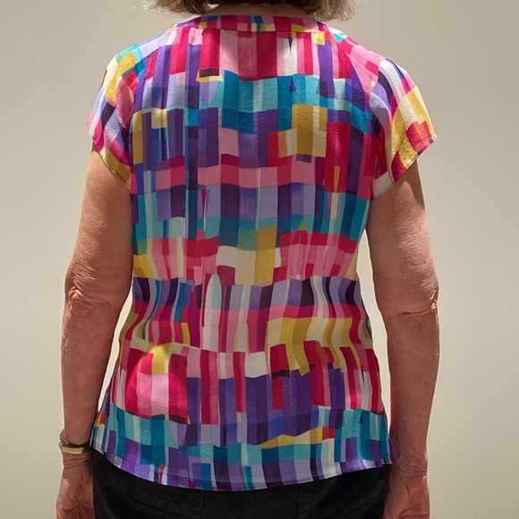 Colourful, silk, summer blouse by Jones New York Collection Petite - Picture 2 of 6
